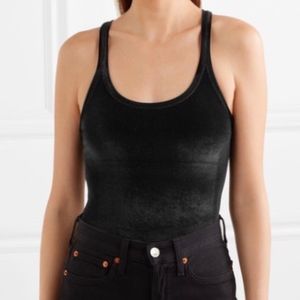 Madewell Black Velvet Racerback Bodysuit XS